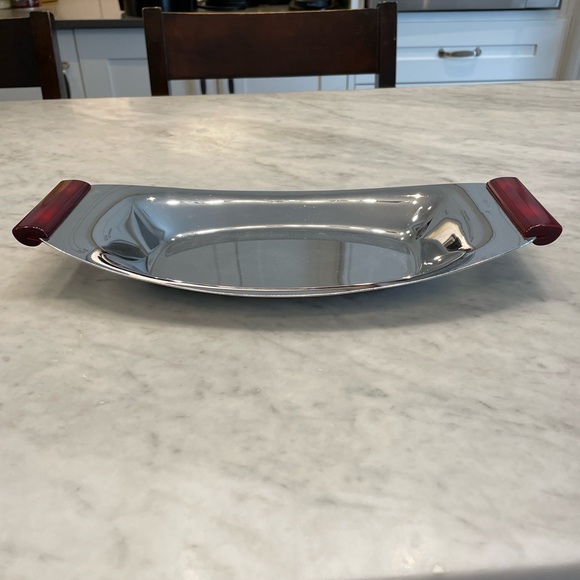 Vintage Mid Century Stainless Steel Serving Tray - Picture 2 of 5